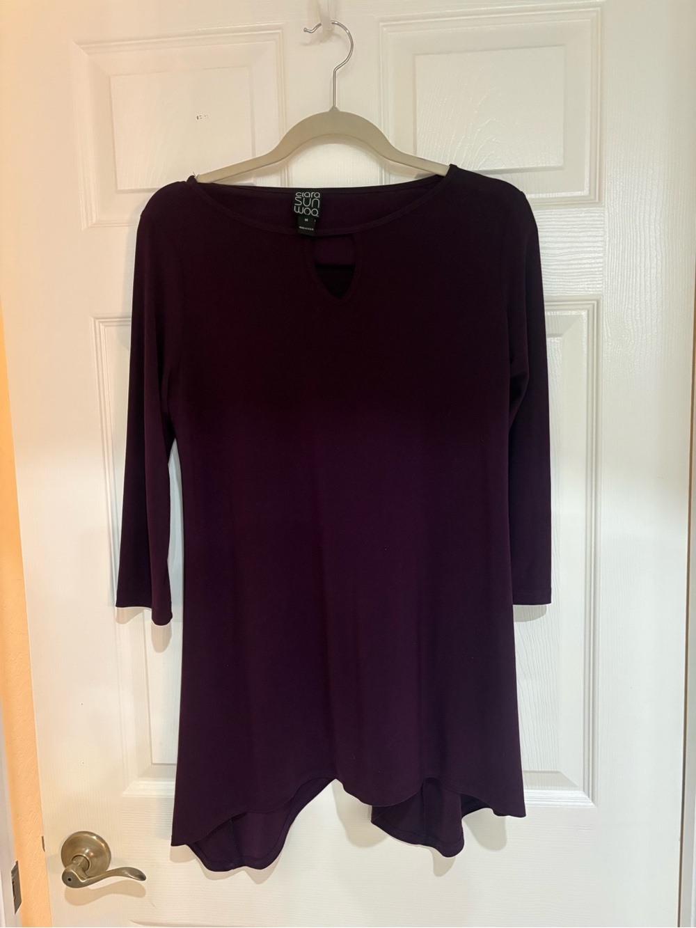 Clara Sun Woo TWO PIECE SET— eggplant/aubergine—Med/XL Keyhole Tunic and Pant
